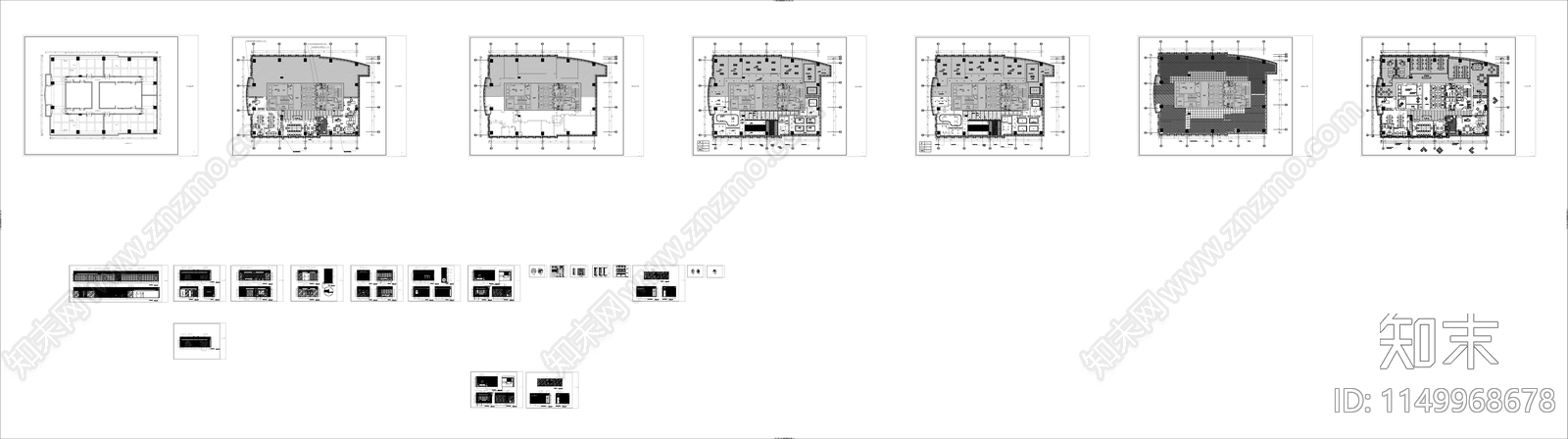 一层办公空间室内cad施工图下载【ID:1149968678】