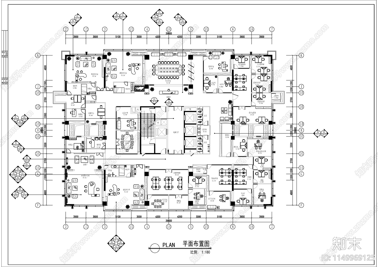 办公空间室内cad施工图下载【ID:1149969125】