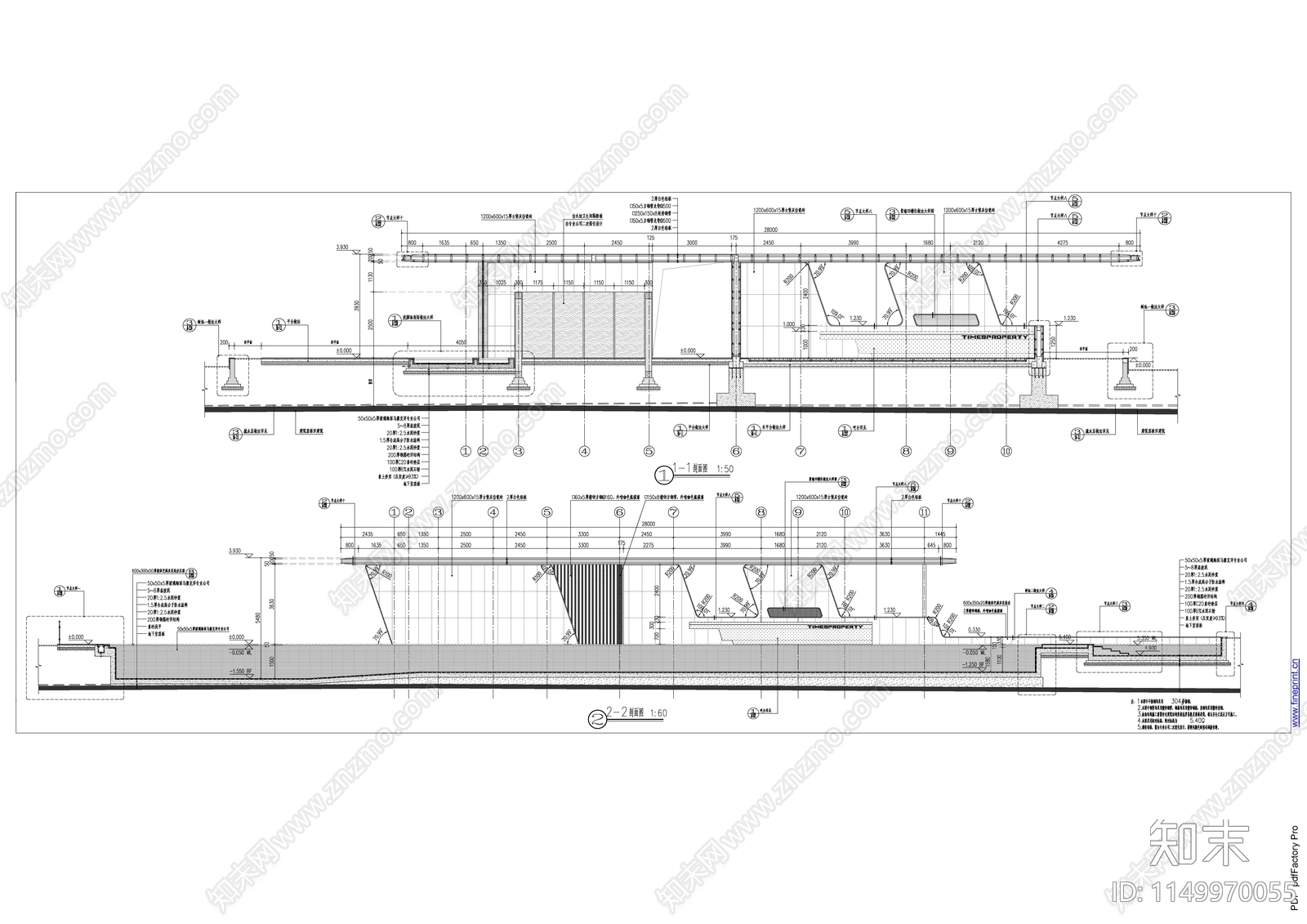 泳池异形廊架施工图cad施工图下载【ID:1149970055】