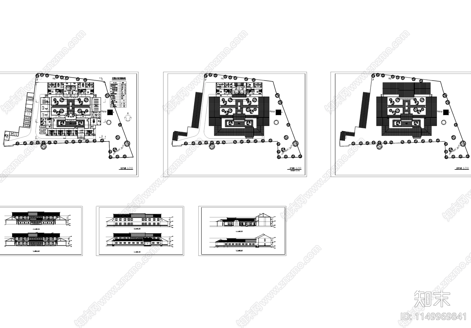 二层四合院二进院落建筑cad施工图下载【ID:1149969841】