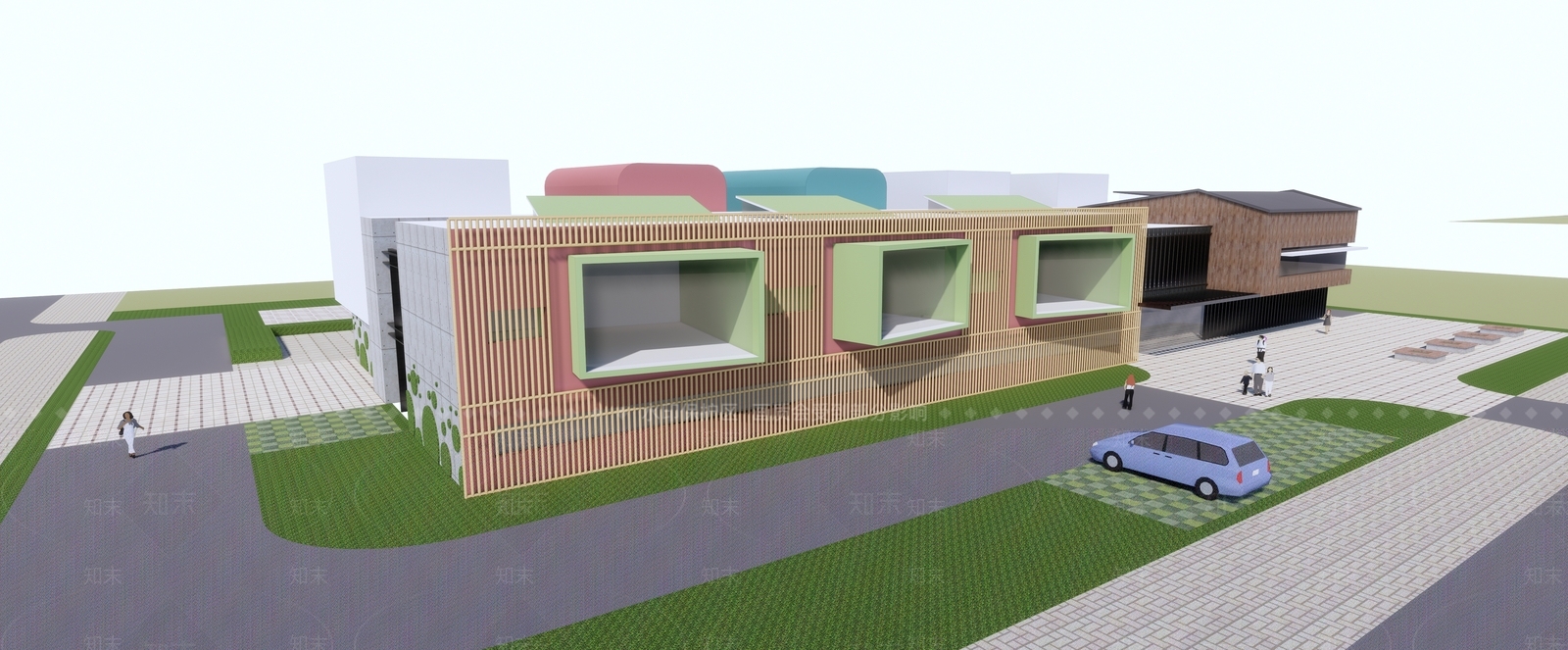 现代风格幼儿园建筑SU模型下载【ID:1149970791】