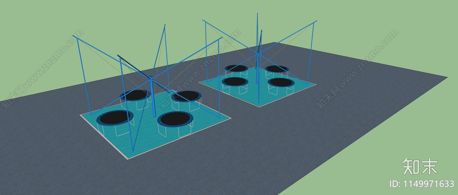 儿童区蹦床SU模型下载【ID:1149971633】