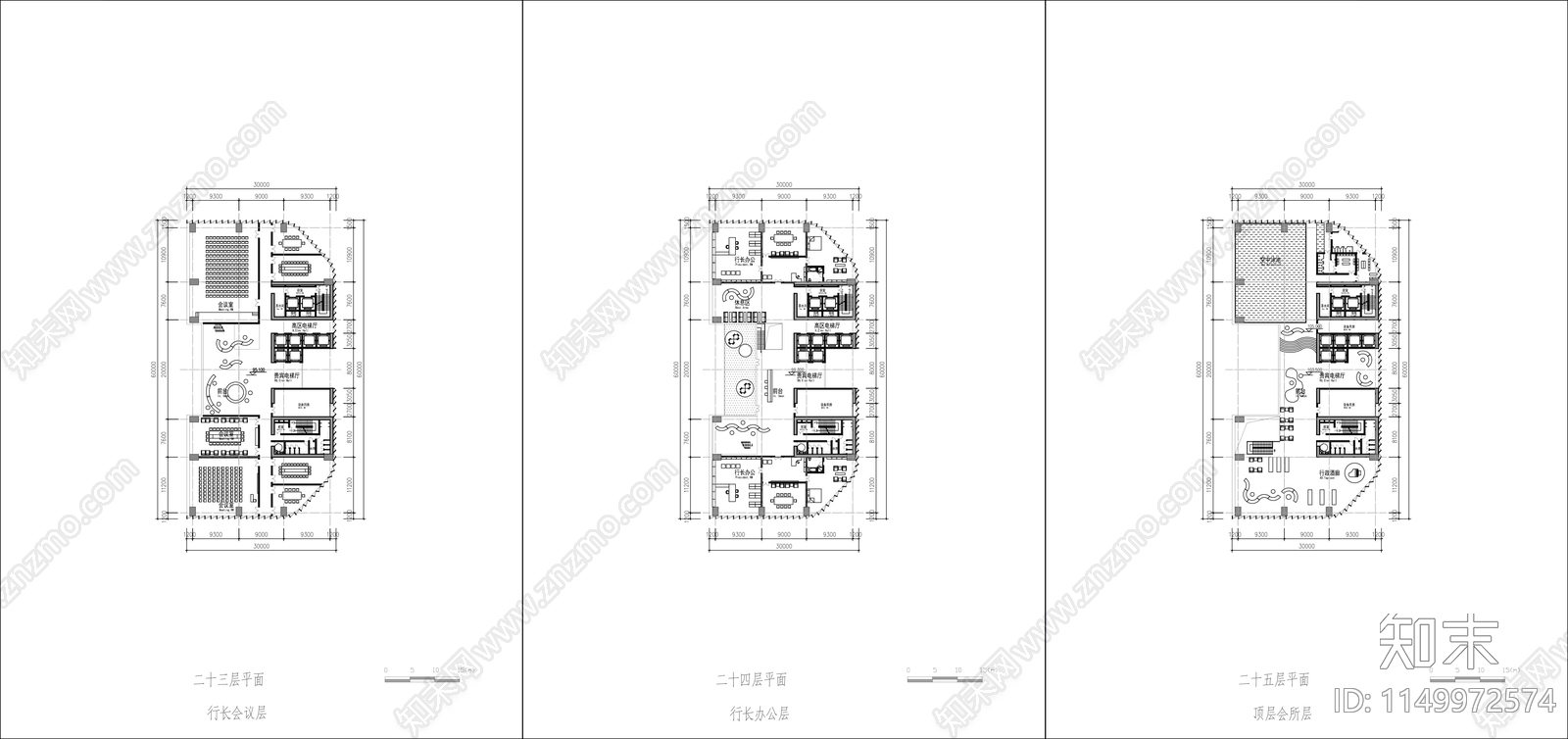 超高层双子塔楼各层室内cad施工图下载【ID:1149972574】