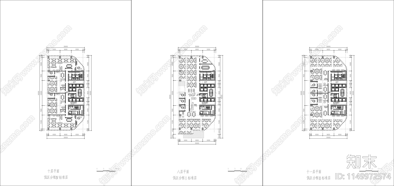 超高层双子塔楼各层室内cad施工图下载【ID:1149972574】