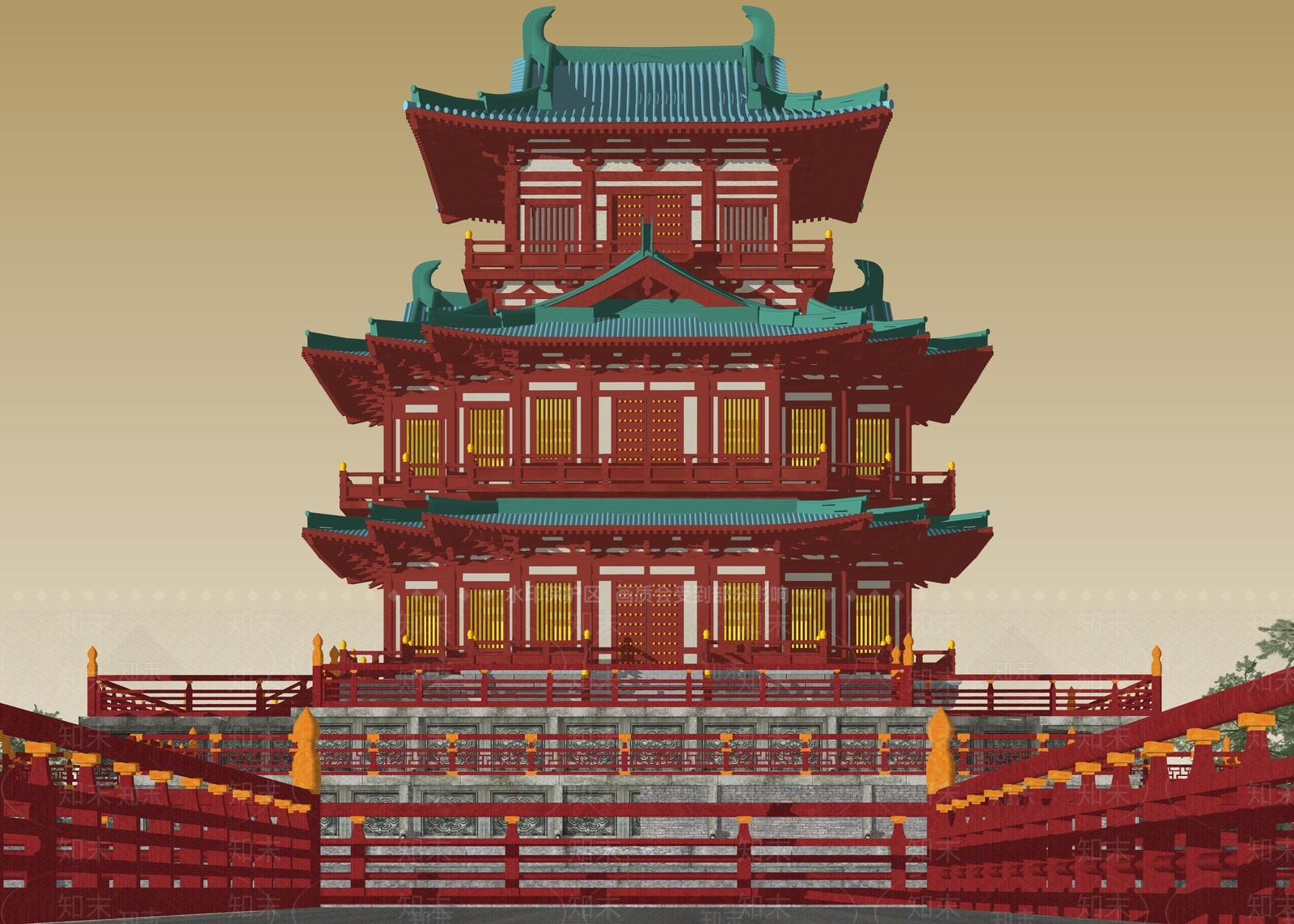 中式阁楼SU模型下载【ID:1149972714】