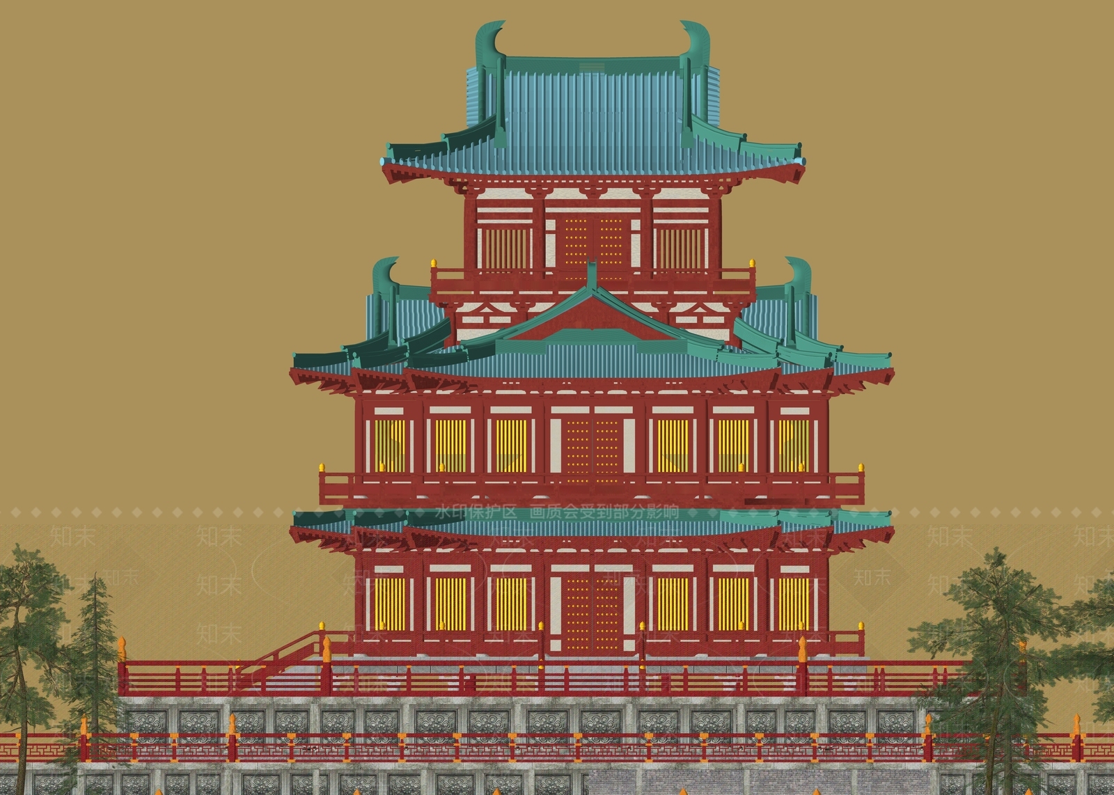 中式阁楼SU模型下载【ID:1149972714】