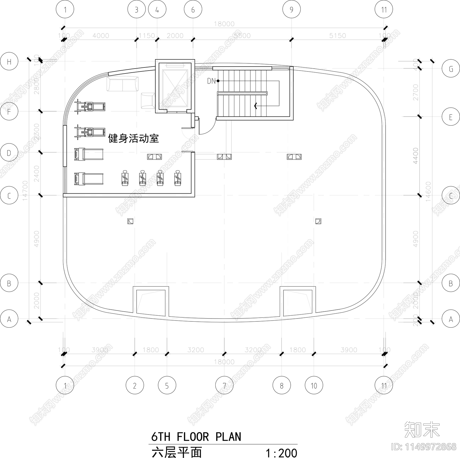 老年公寓楼室内cad施工图下载【ID:1149972868】