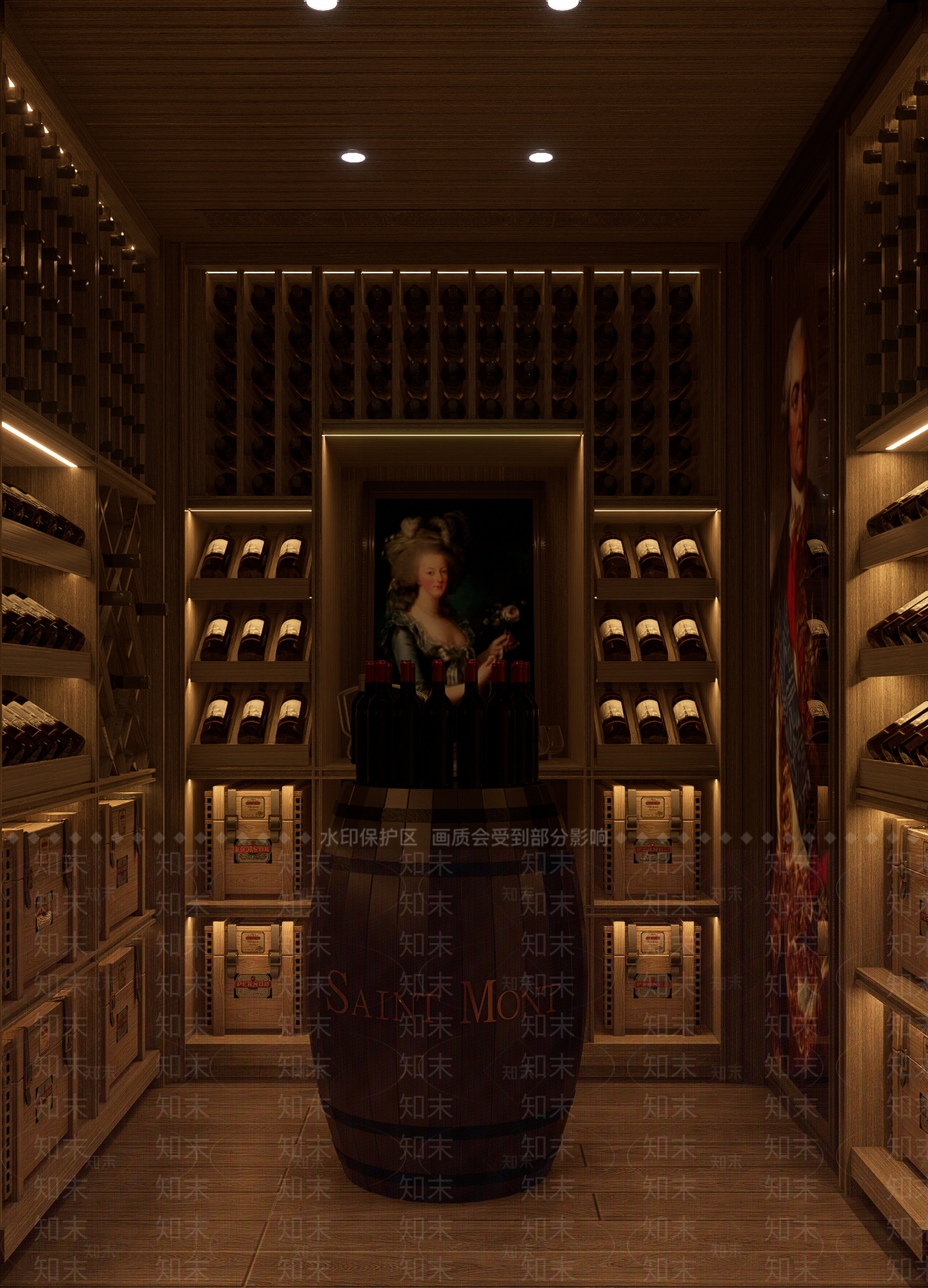 简欧品酒室酒窖3D模型下载【ID:1149973198】