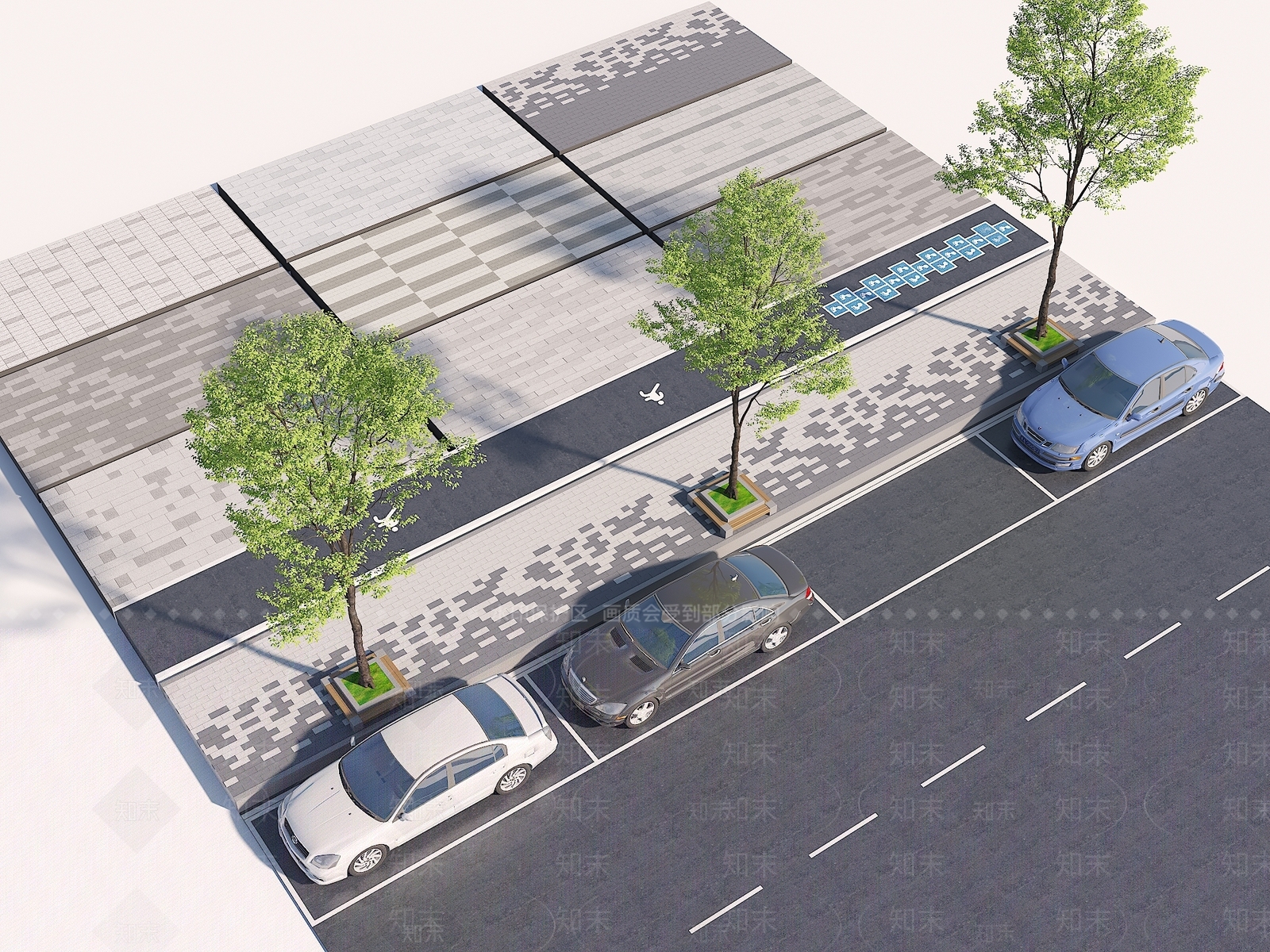 现代人行道SU模型下载【ID:1149979222】