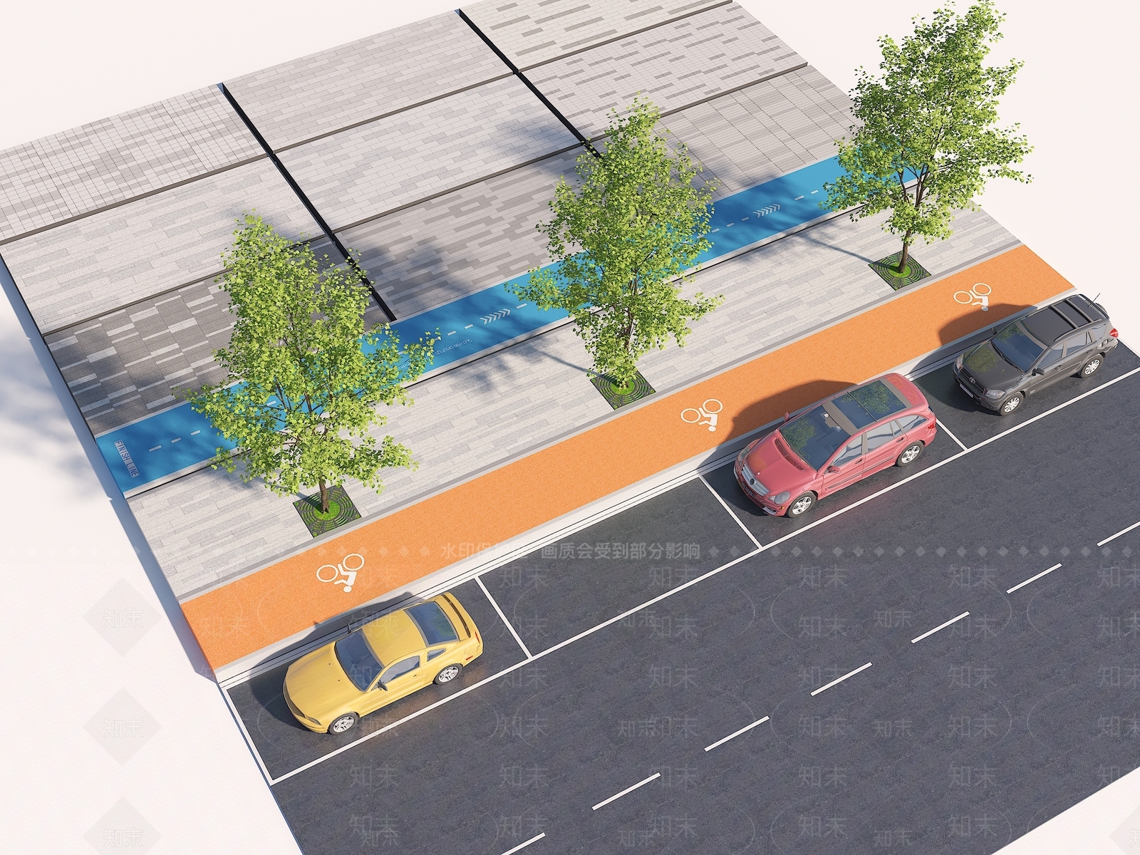 现代人行道SU模型下载【ID:1149979378】