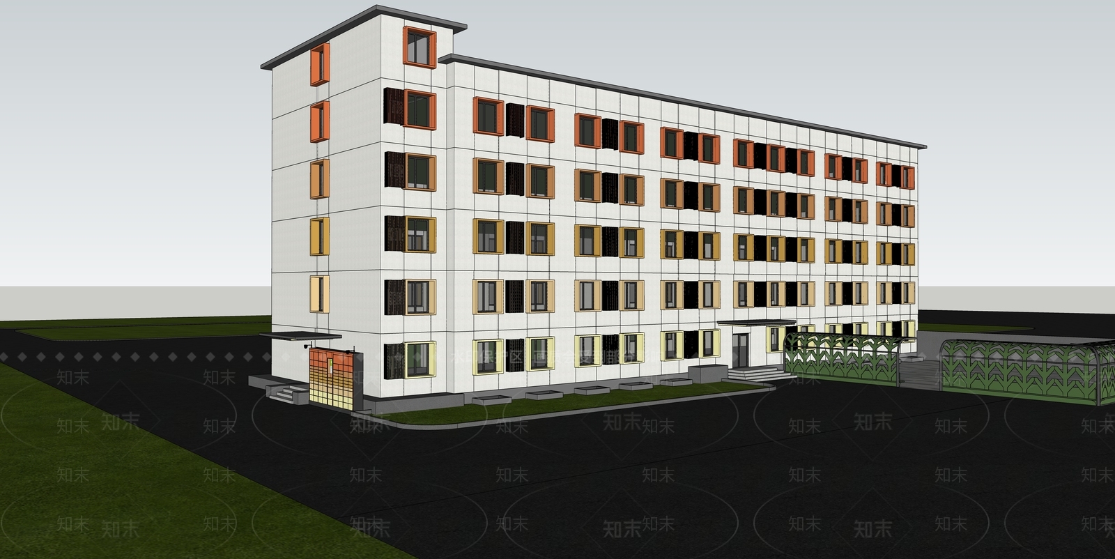 现代多层住宅SU模型下载【ID:1149982563】