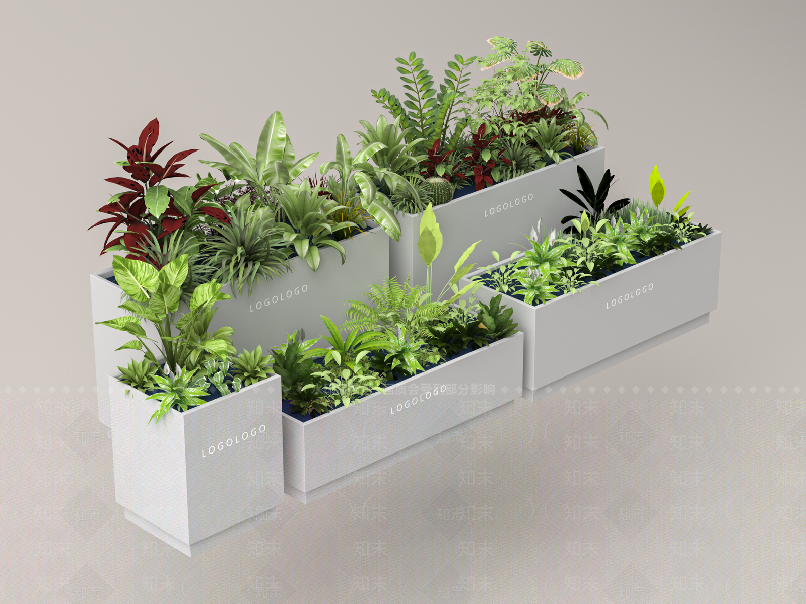 植物组合花箱3D模型下载【ID:1149983254】