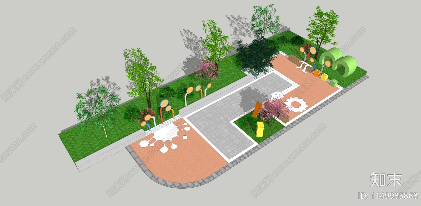 现代校园景观SU模型下载【ID:1149985868】