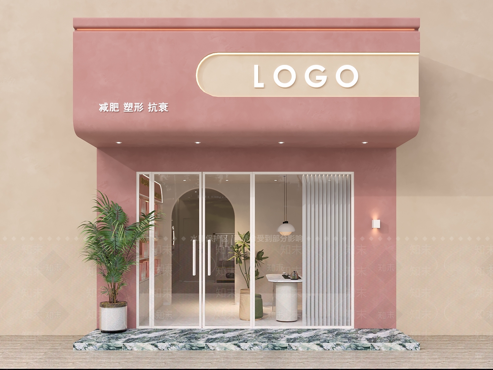 现代美容院门头设计3D模型下载【ID:1150000622】