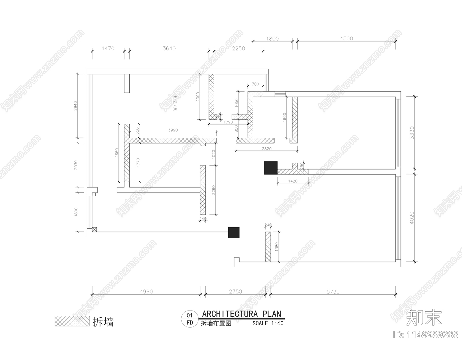 家装室内cad施工图下载【ID:1149989288】