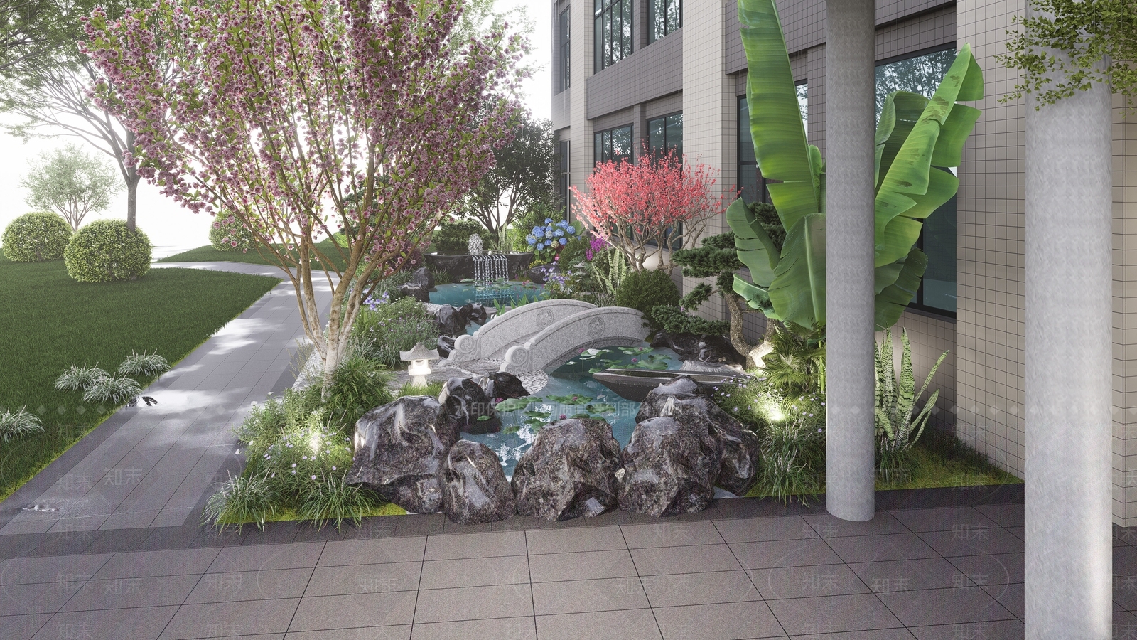 新中式小区景观SU模型下载【ID:1149993401】