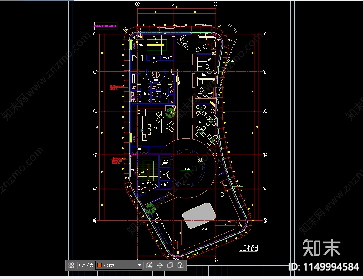现代售楼处室内cad施工图下载【ID:1149994584】