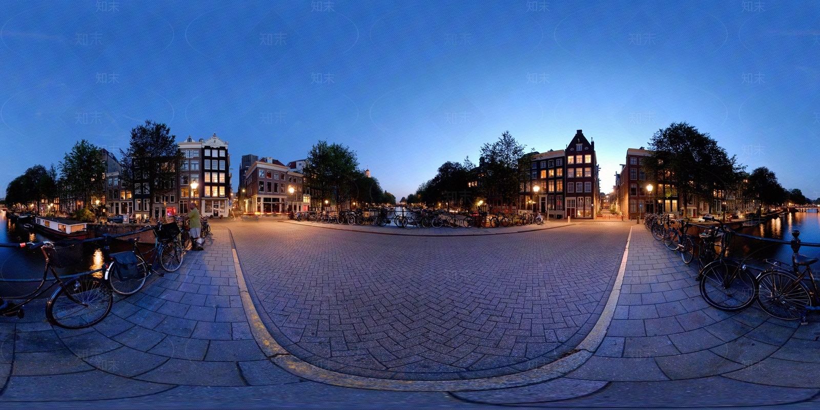 hdr滨河小镇黄昏广场贴图下载【ID:1149997098】