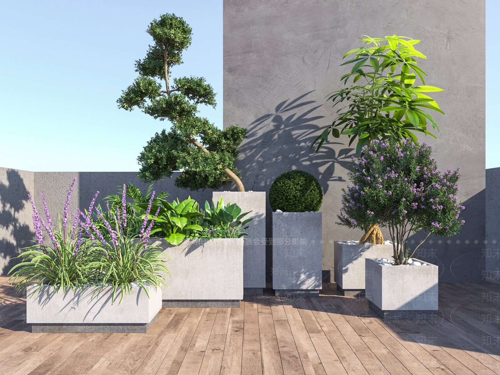 现代户外绿植花箱3D模型下载【ID:1149998945】