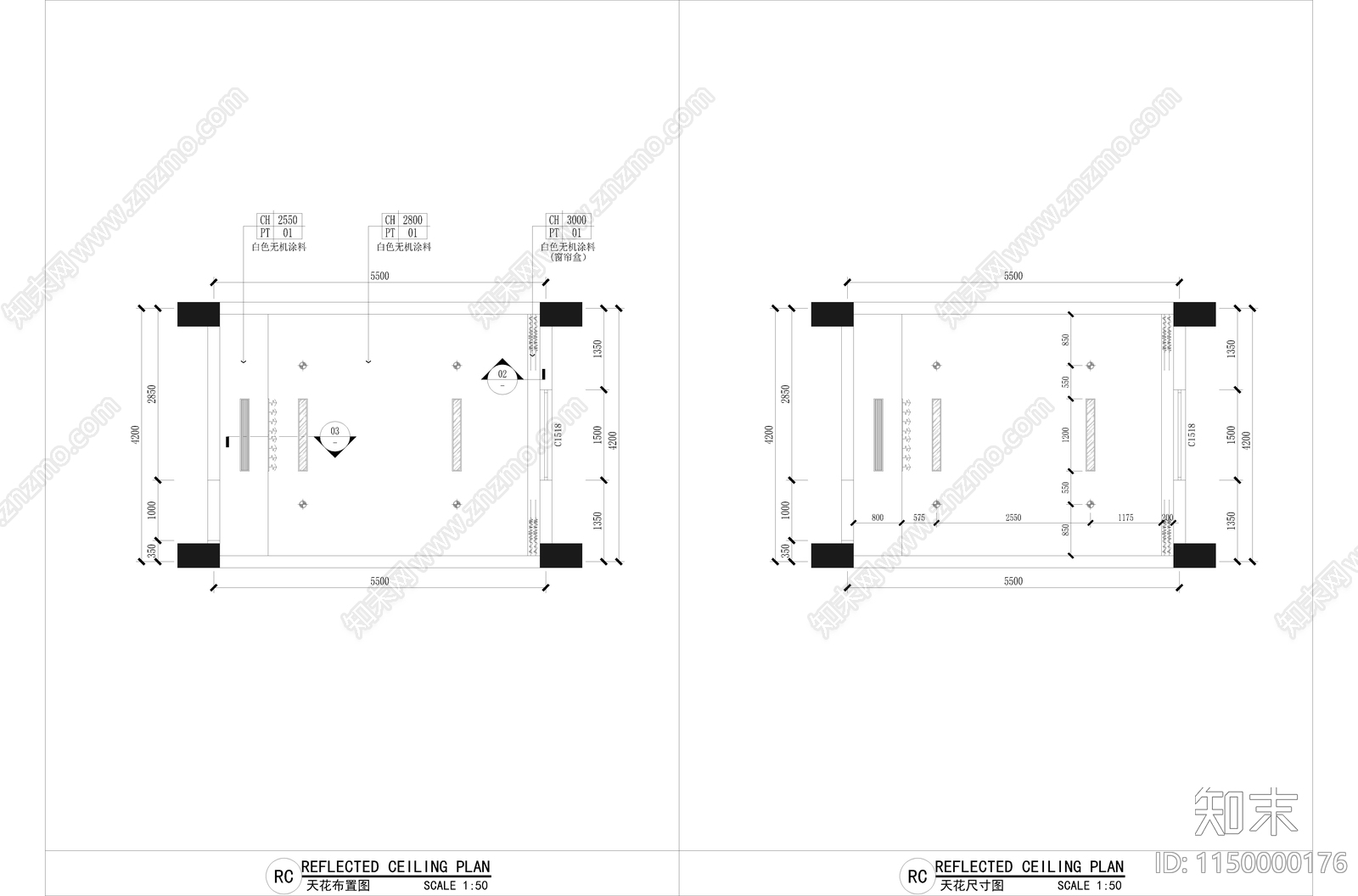 经理办公室室内cad施工图下载【ID:1150000176】