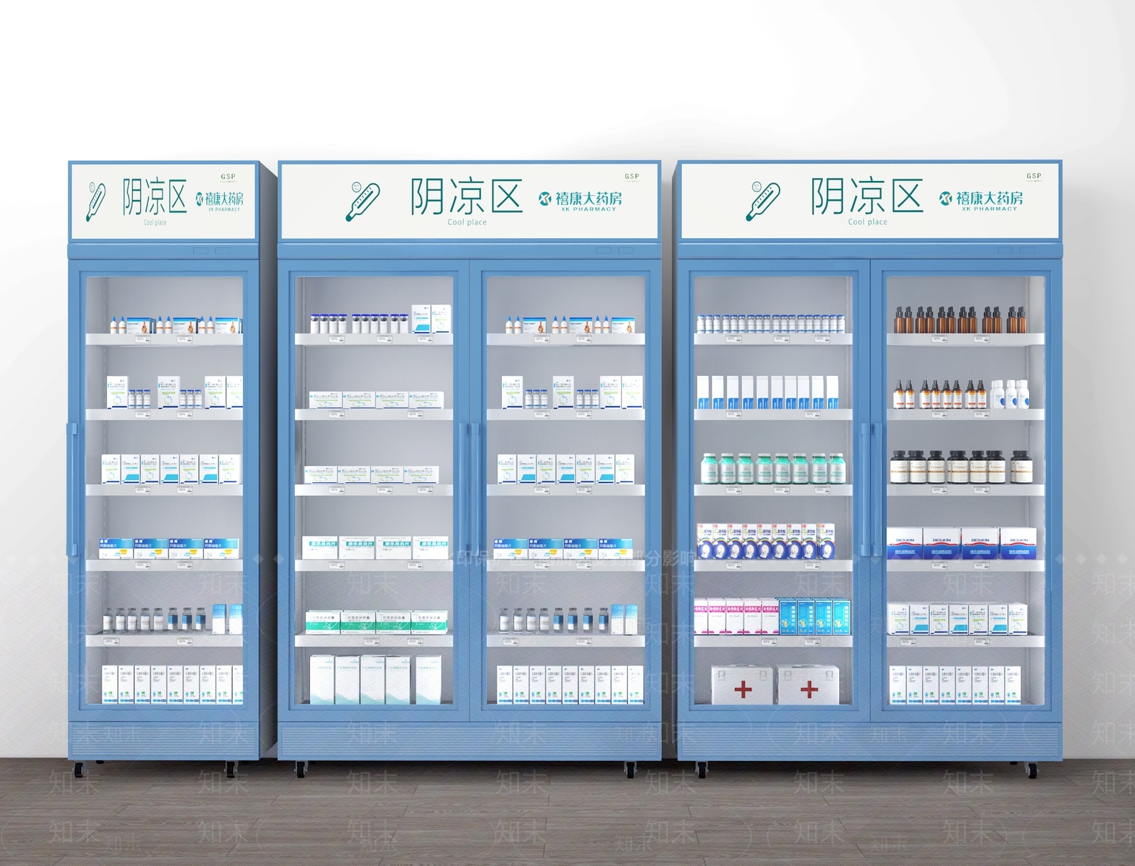 现代药品展柜SU模型下载【ID:1150001442】