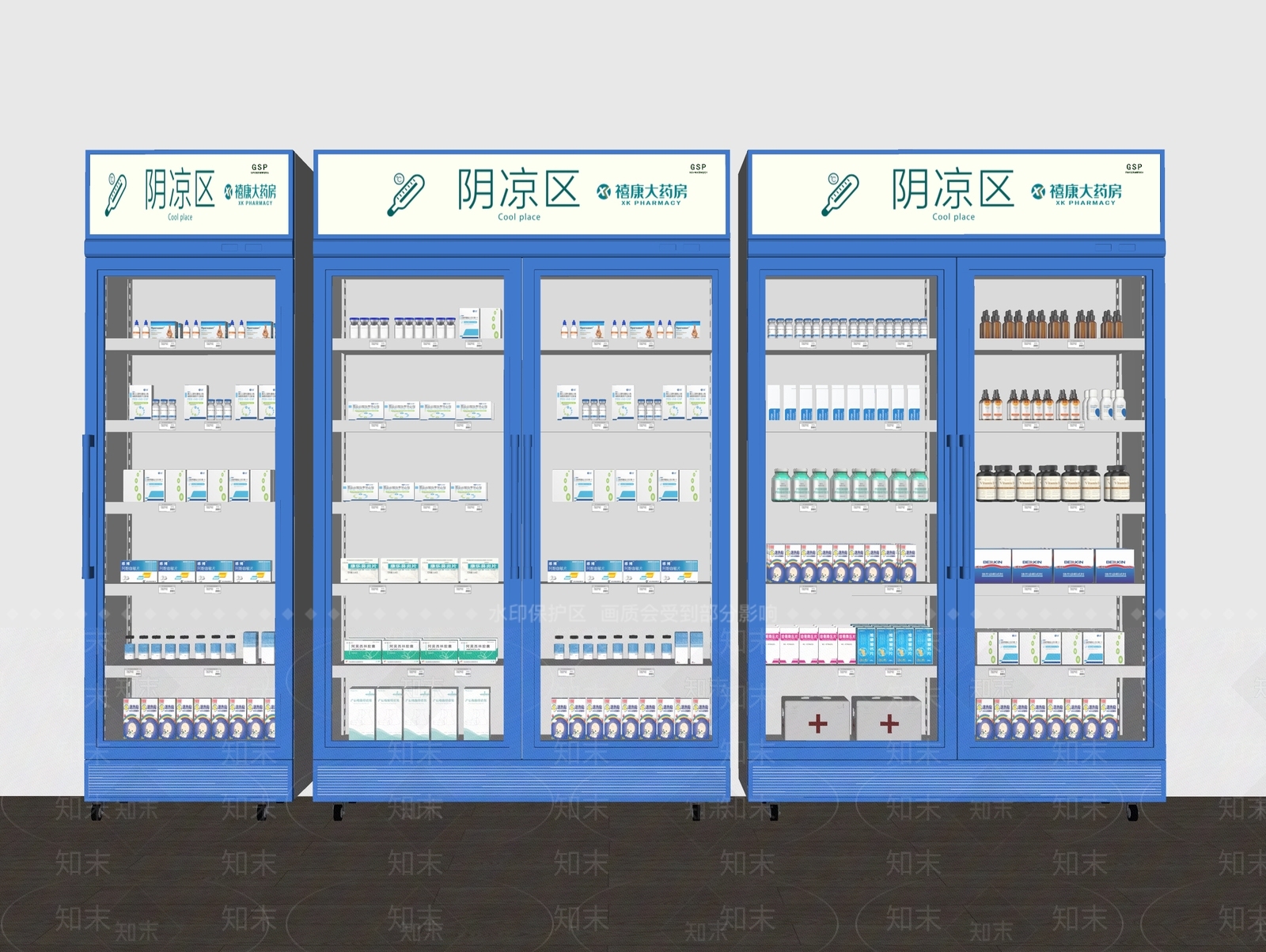 现代药品展柜SU模型下载【ID:1150001442】