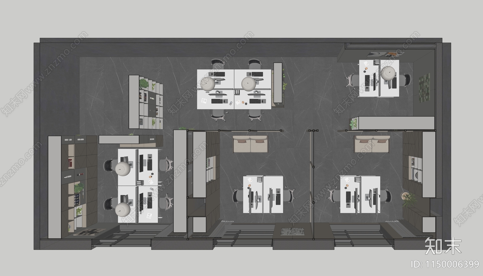 现代公共办公区SU模型下载【ID:1150006399】