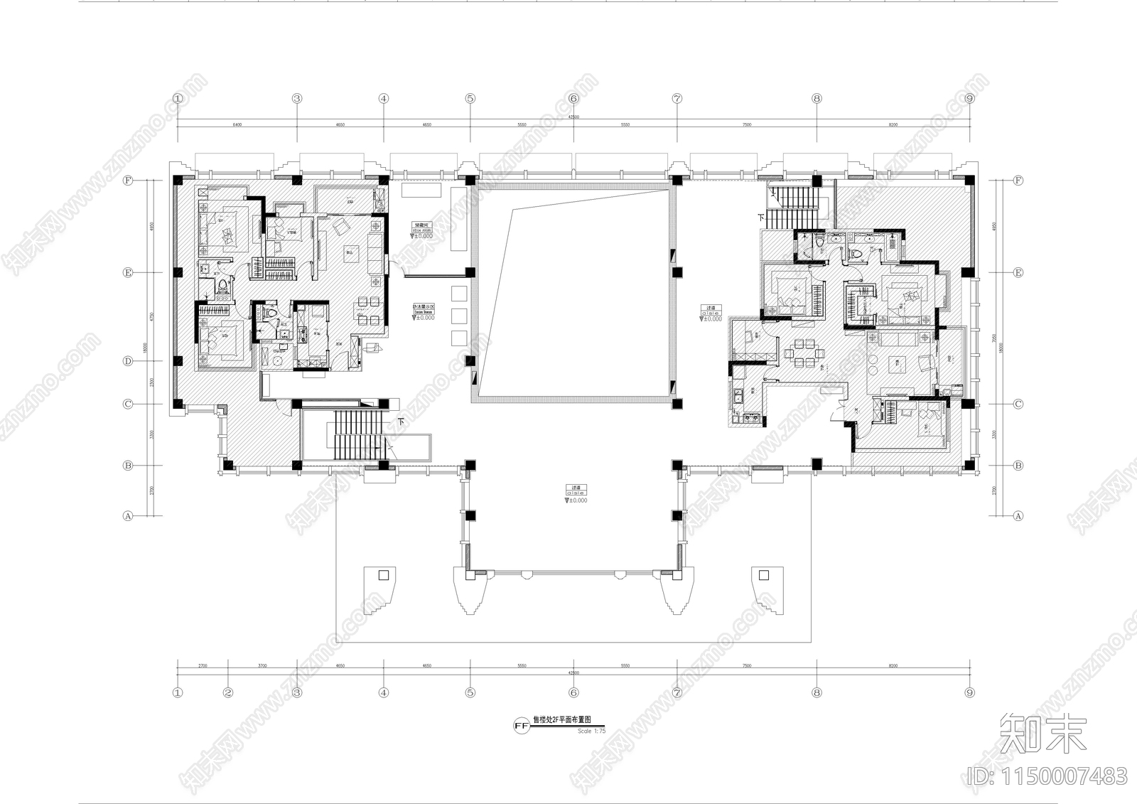 两层售楼处室内cad施工图下载【ID:1150007483】