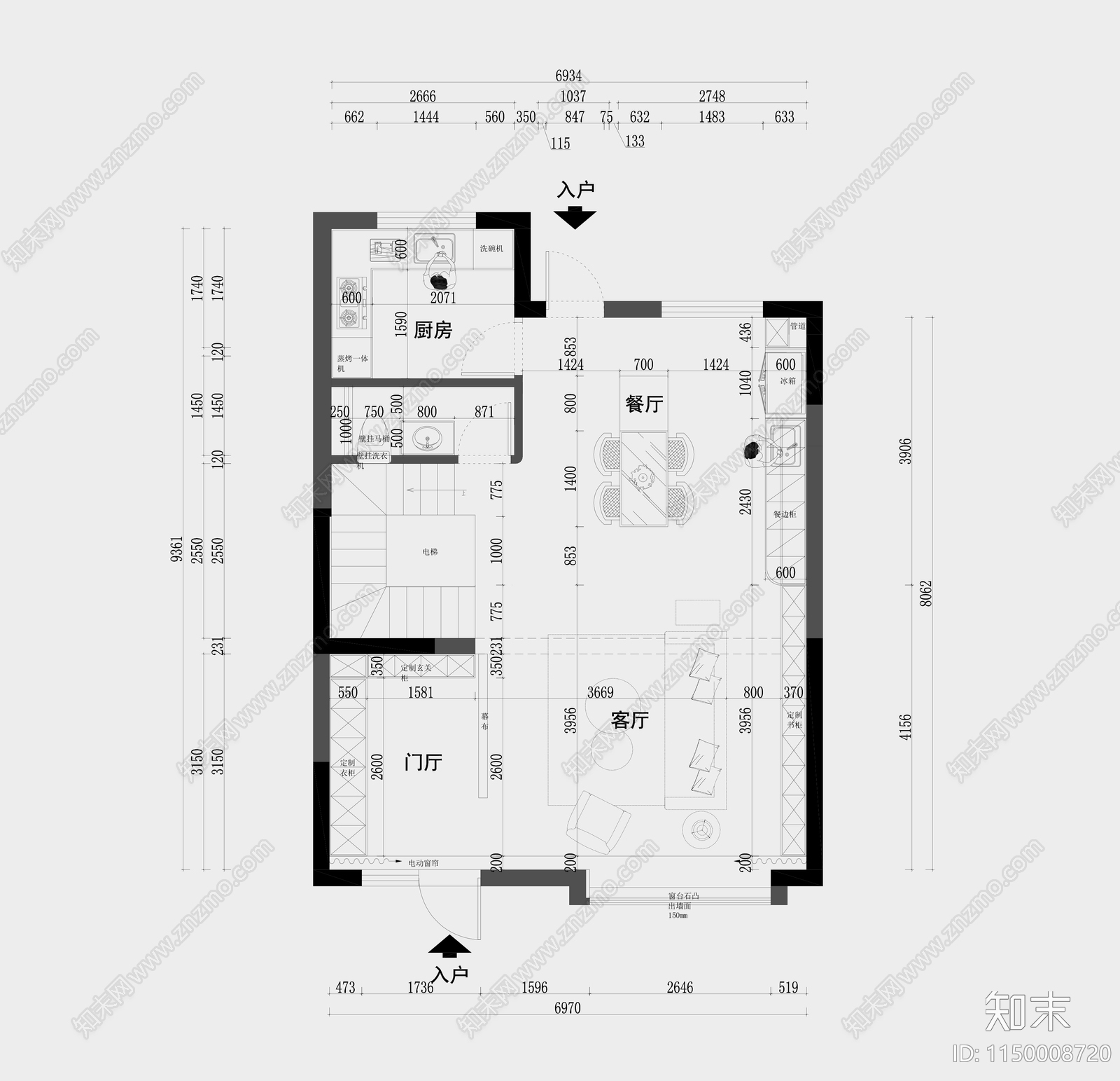 300平米三层别墅室内cad施工图下载【ID:1150008720】