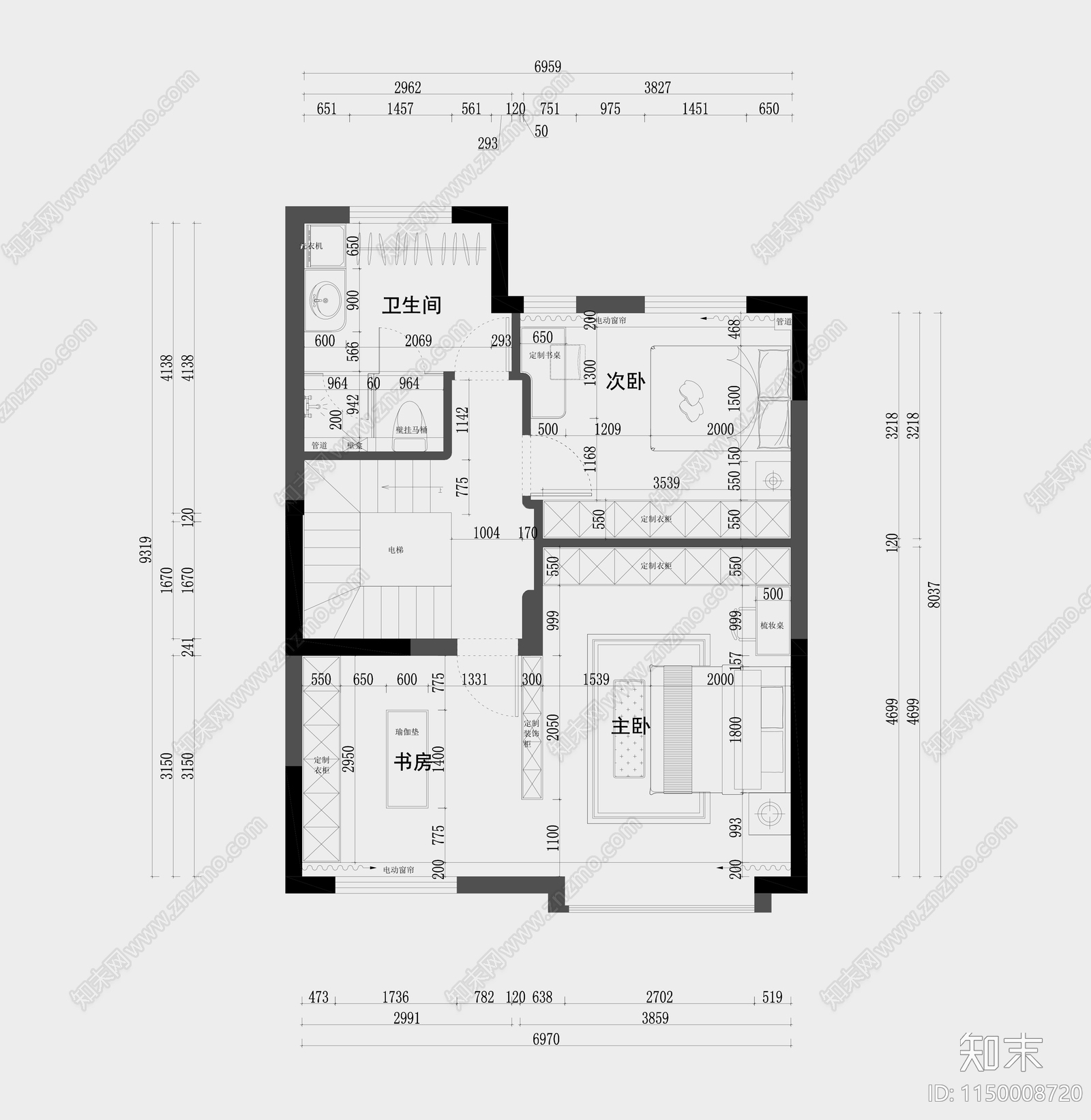 300平米三层别墅室内cad施工图下载【ID:1150008720】