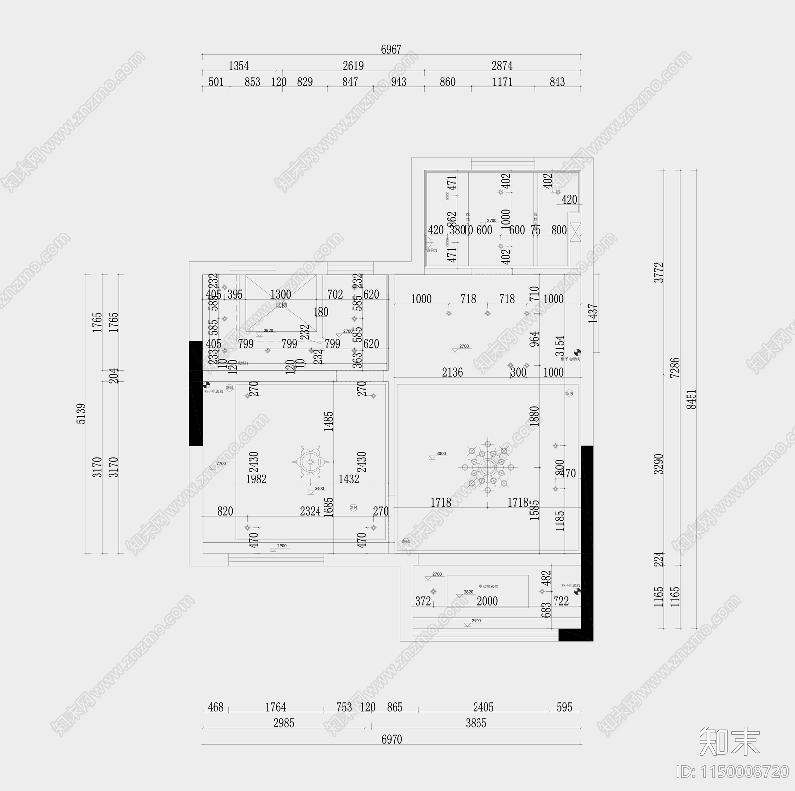 300平米三层别墅室内cad施工图下载【ID:1150008720】