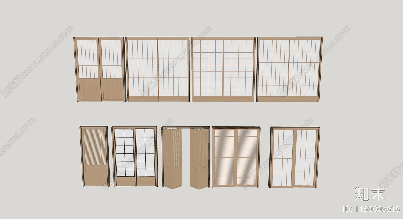 日式推拉门SU模型下载【ID:1150008818】