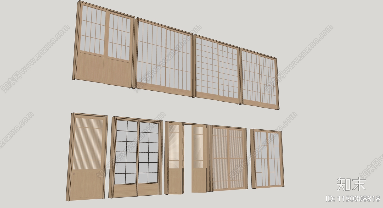 日式推拉门SU模型下载【ID:1150008818】