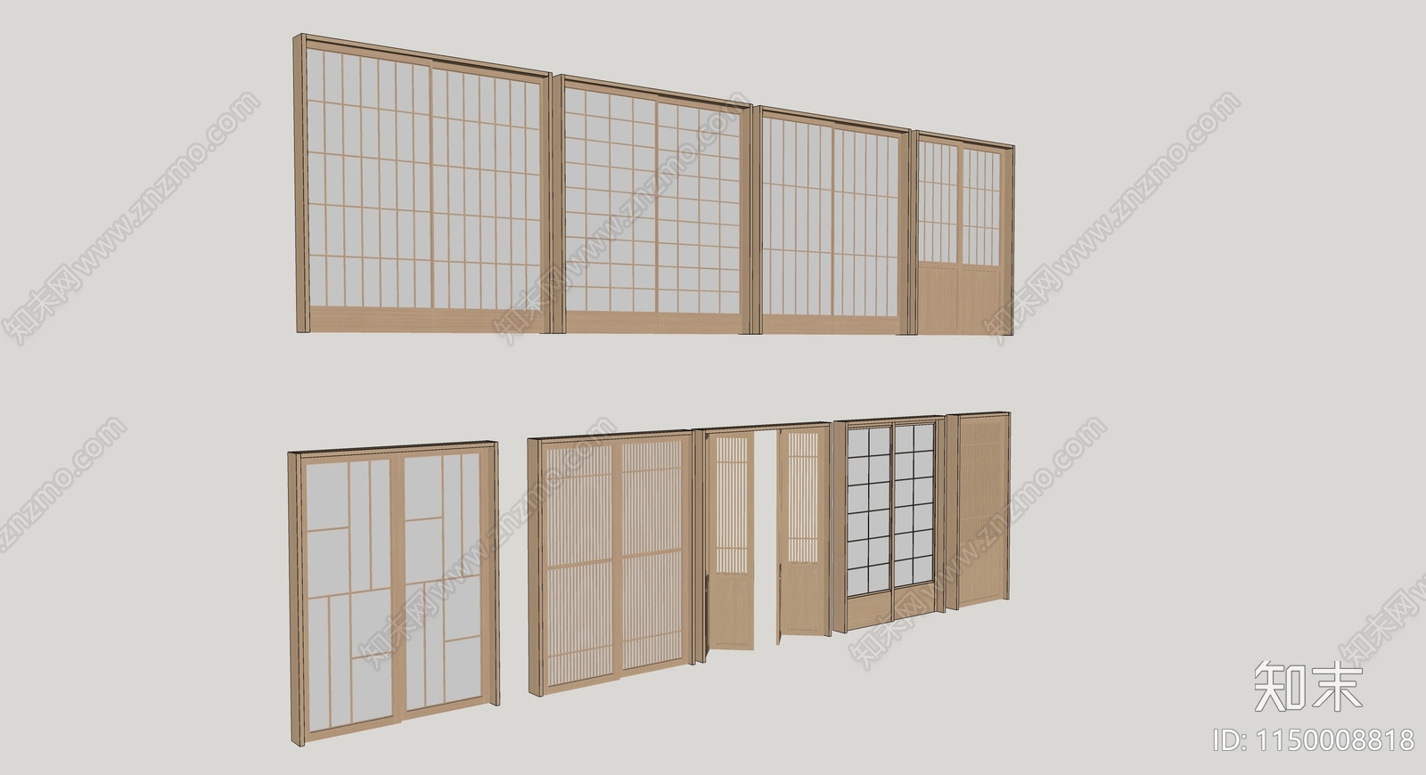 日式推拉门SU模型下载【ID:1150008818】