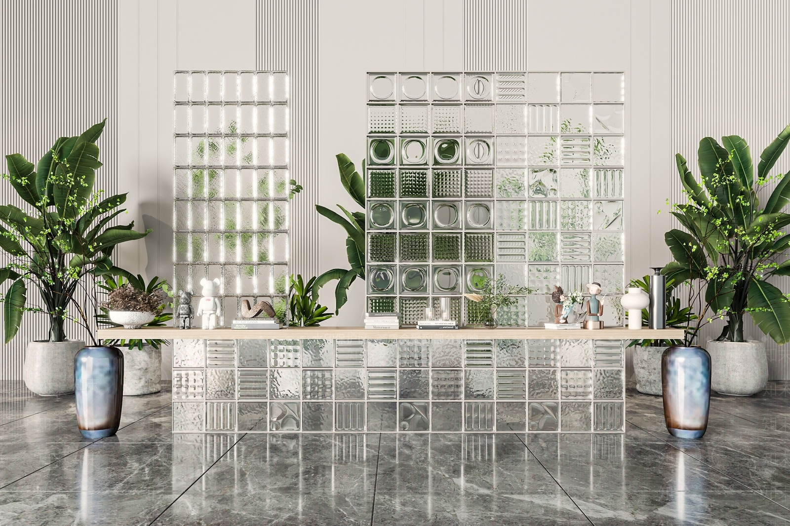 现代玻璃墙隔断3D模型下载【ID:1150009748】