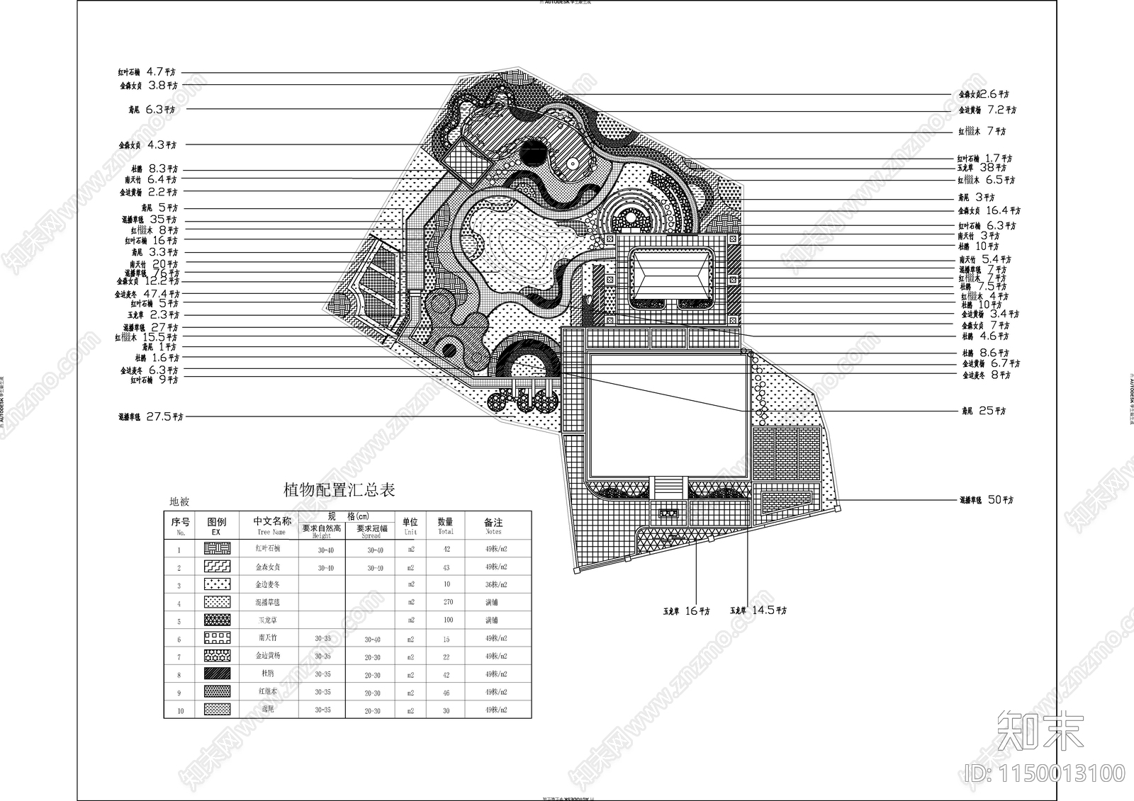 庭院景观cad施工图下载【ID:1150013100】