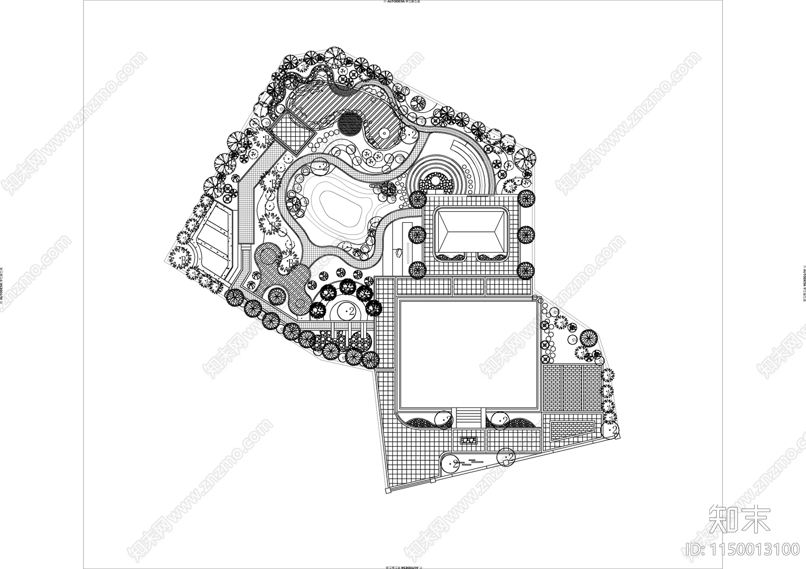 庭院景观cad施工图下载【ID:1150013100】