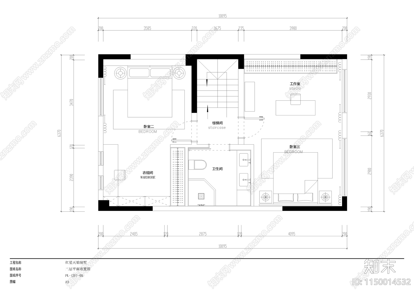 古典混搭风格别墅室内cad施工图下载【ID:1150014532】