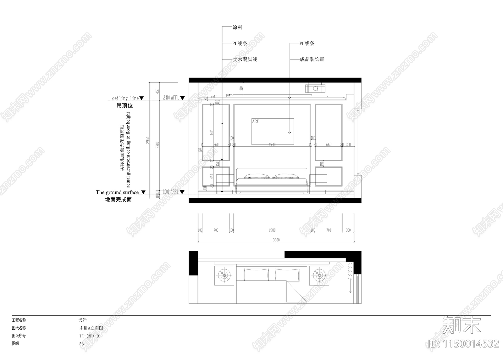 古典混搭风格别墅室内cad施工图下载【ID:1150014532】