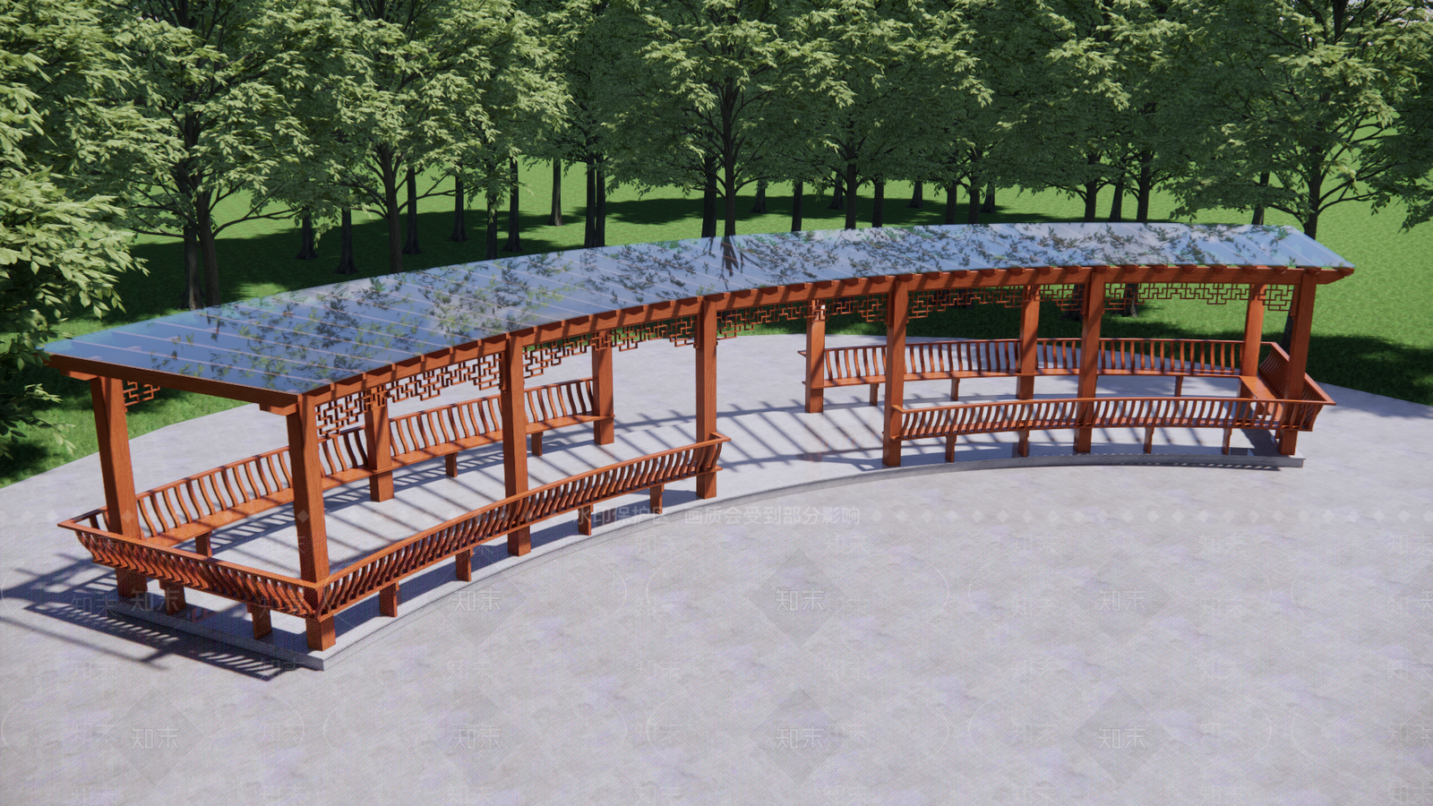 新中式弧形葡萄架SU模型下载【ID:1151581513】