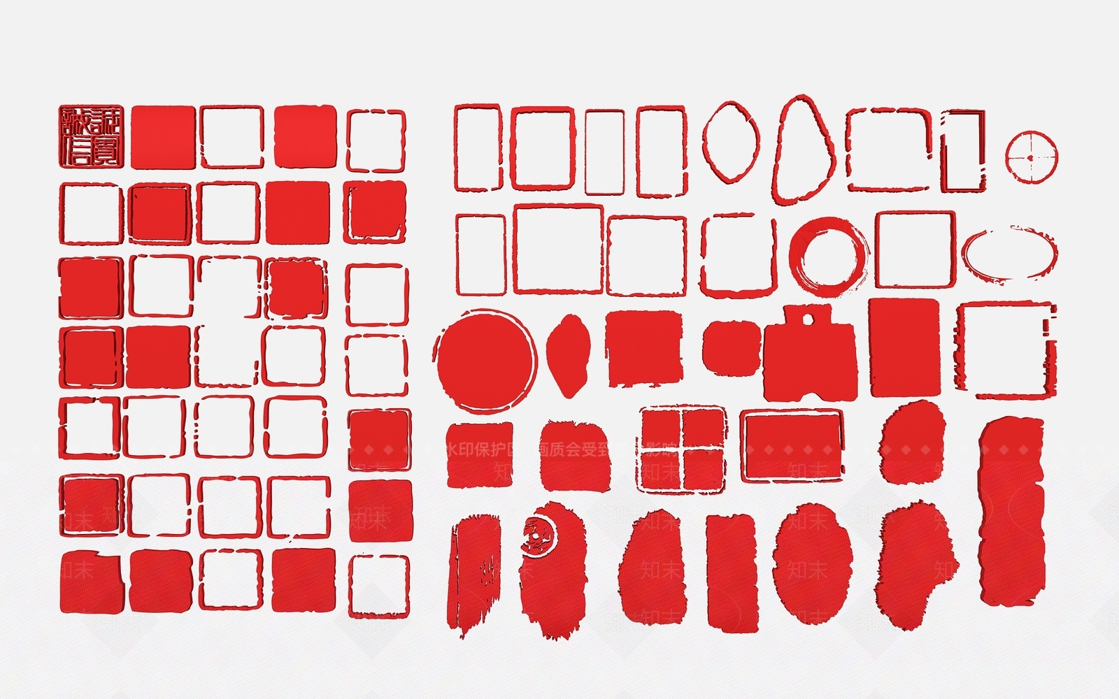 中式印章墙饰3D模型下载【ID:1150015305】