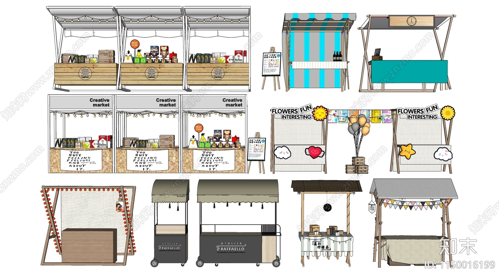 现代网红摊位SU模型下载【ID:1150016199】
