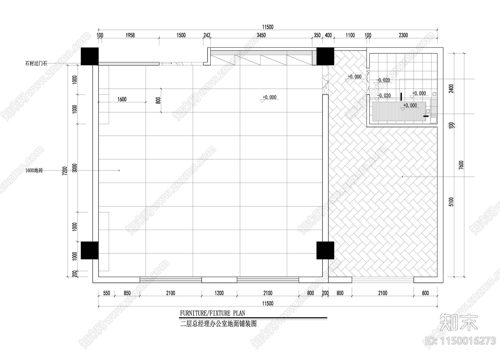 总经理办公室室内施工图下载【ID:1150016273】