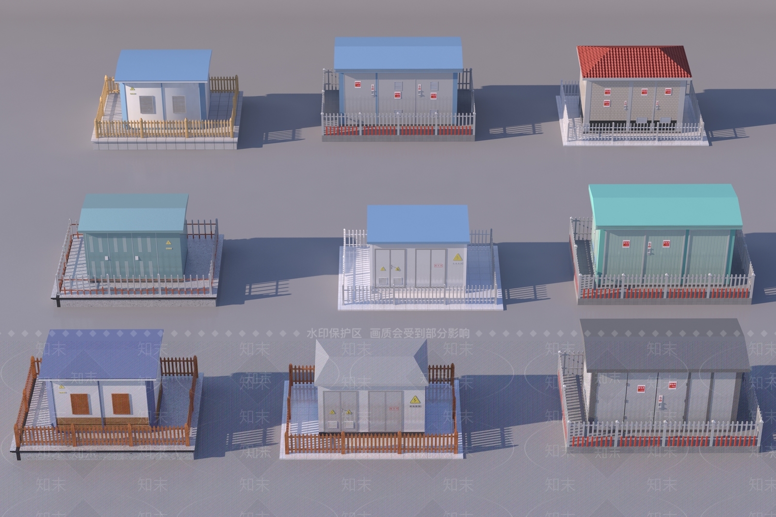 现代配电房组合3D模型下载【ID:1150016392】