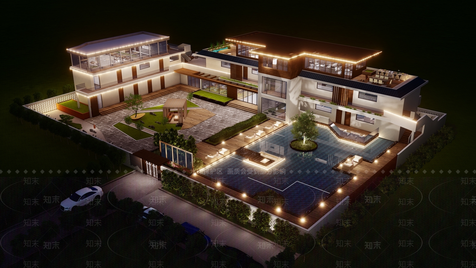 现代民宿建筑SU模型下载【ID:1150036407】