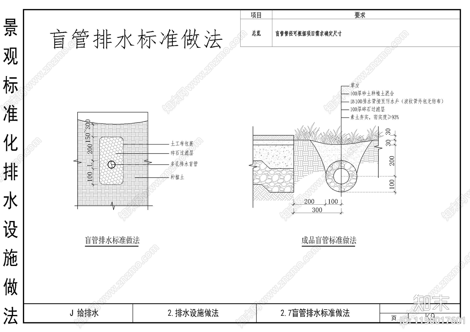 盲管排水节点详图cad施工图下载【ID:1150017601】