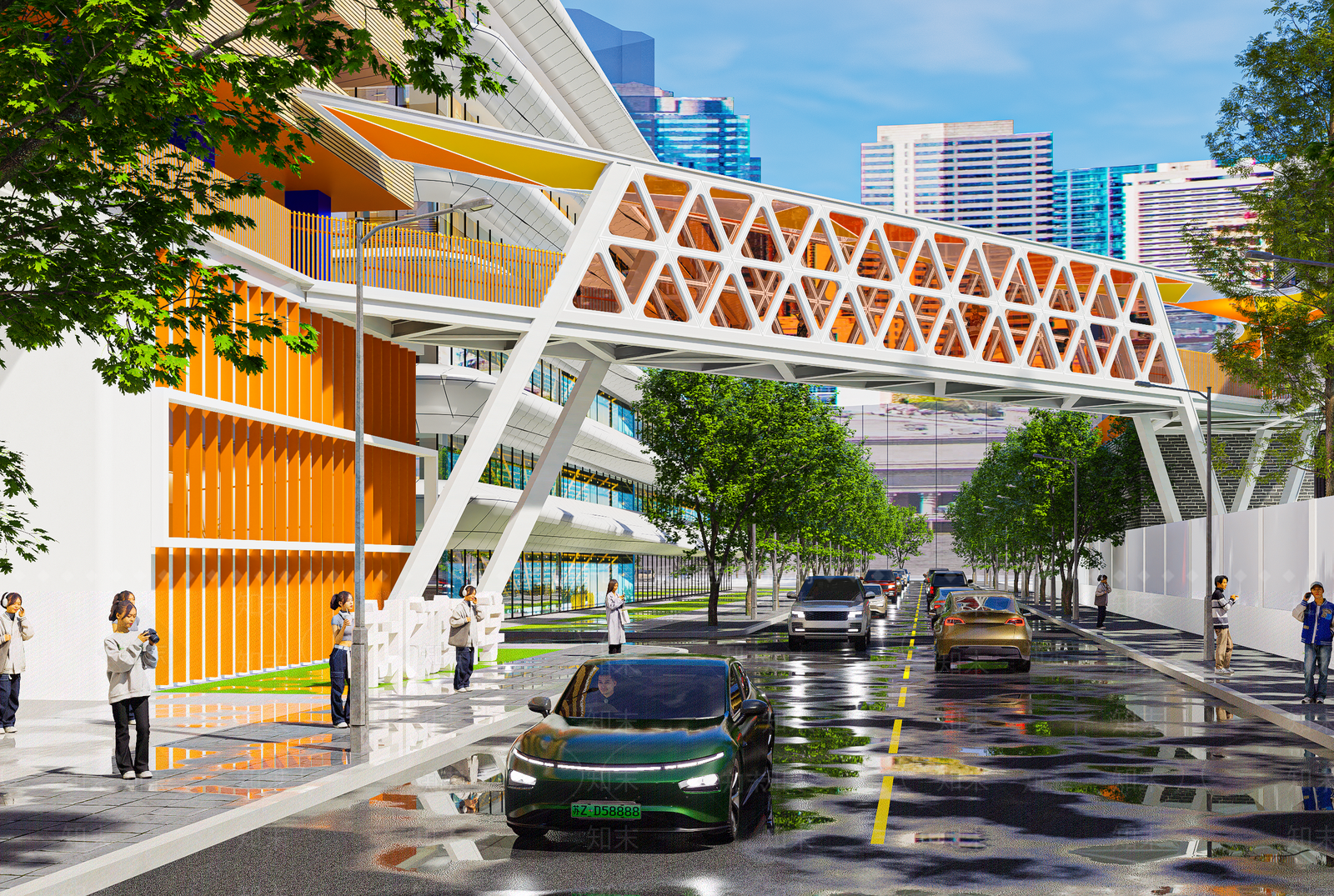 现代风格人行天桥SU模型下载【ID:1150019335】