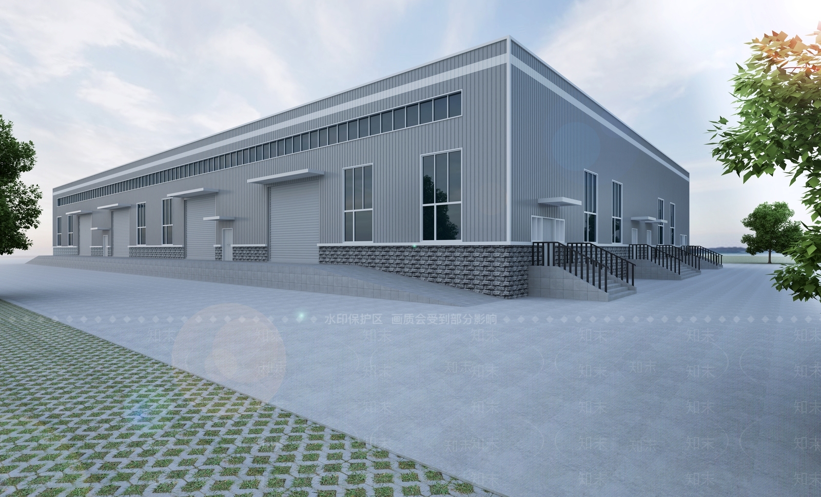 现代工业厂房仓库3D模型下载【ID:1150019772】