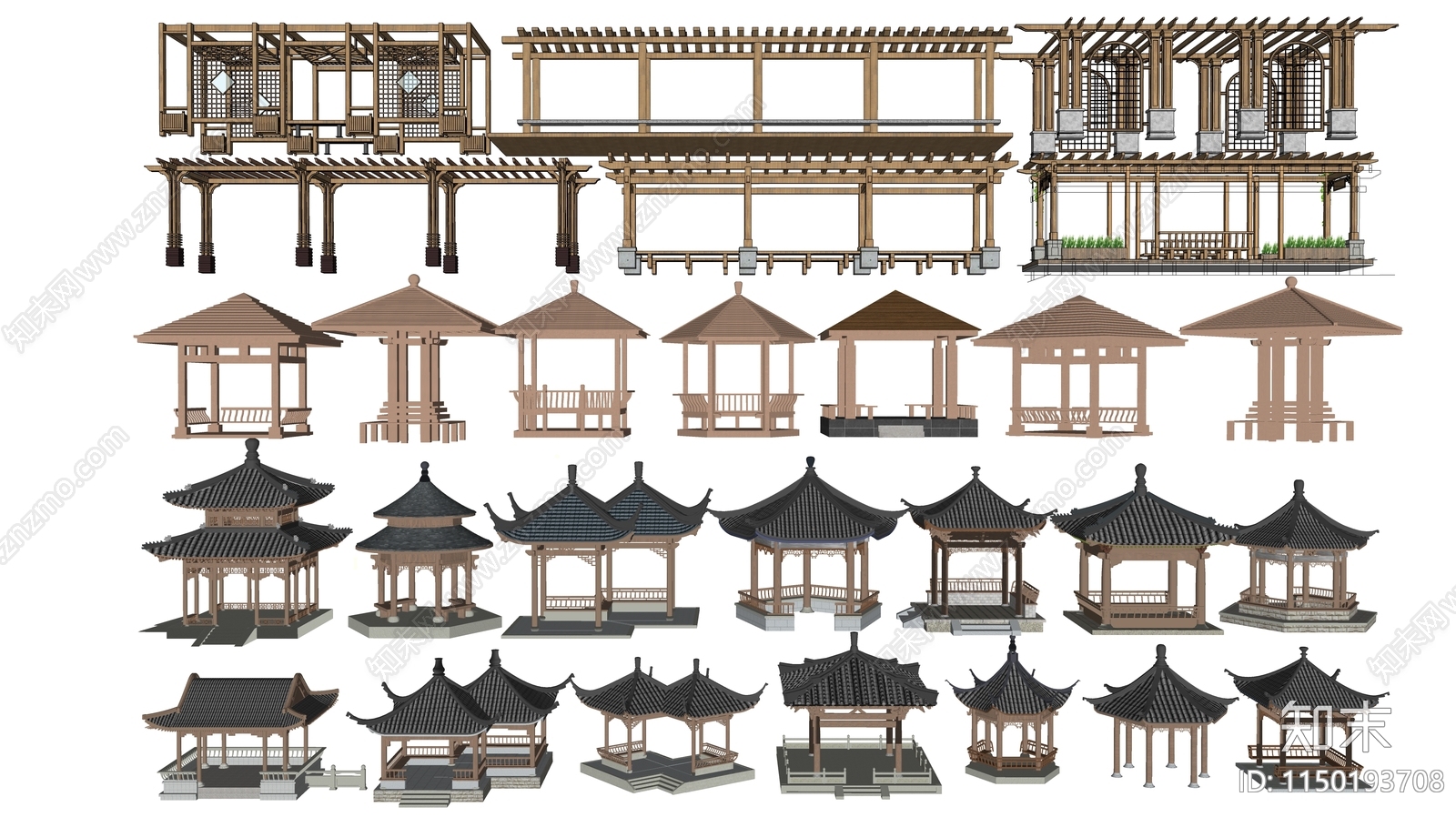 中式景观亭SU模型下载【ID:1150193708】