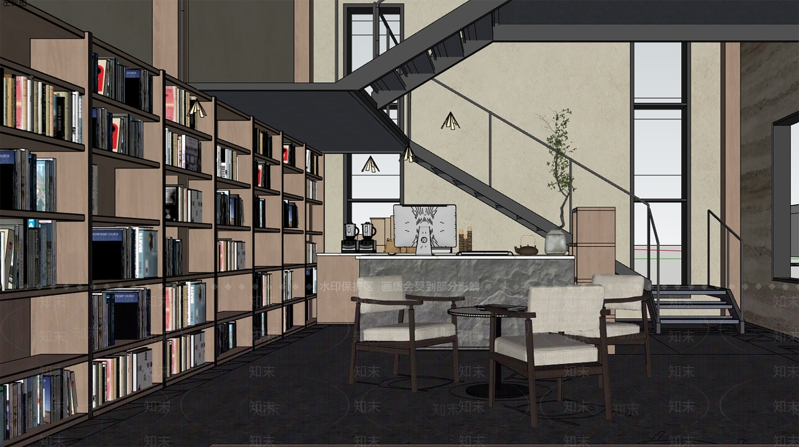 现代书店SU模型下载【ID:1150025288】